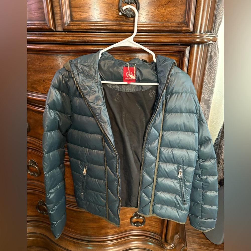 GXG Jeans Dark Teal Puffer Jacket with Hood